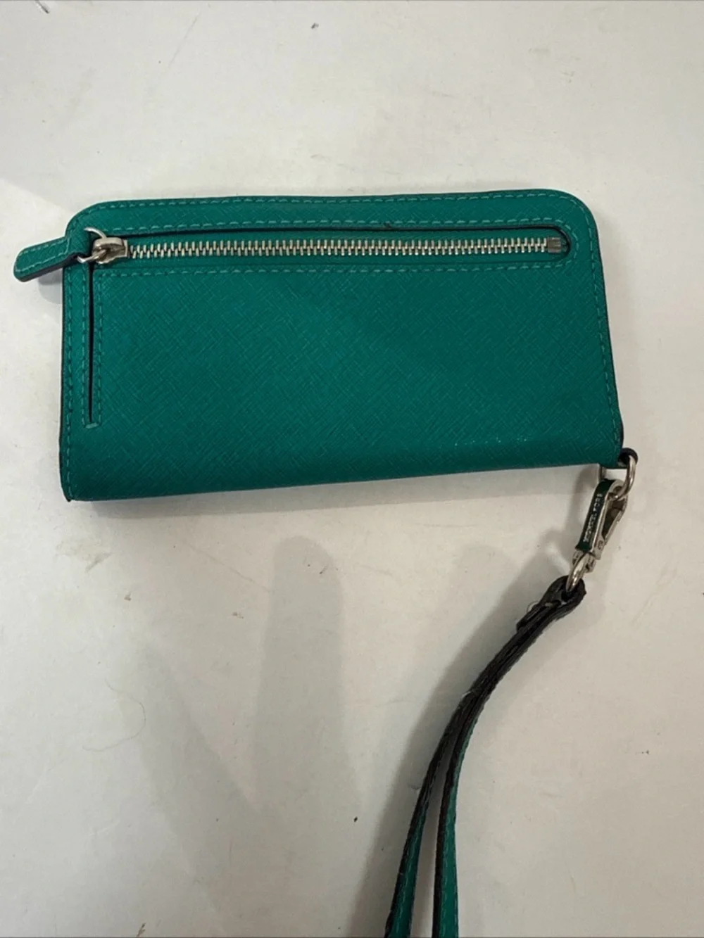 Michael Kors Teal Green Wristlet Wallet with Gold Logo